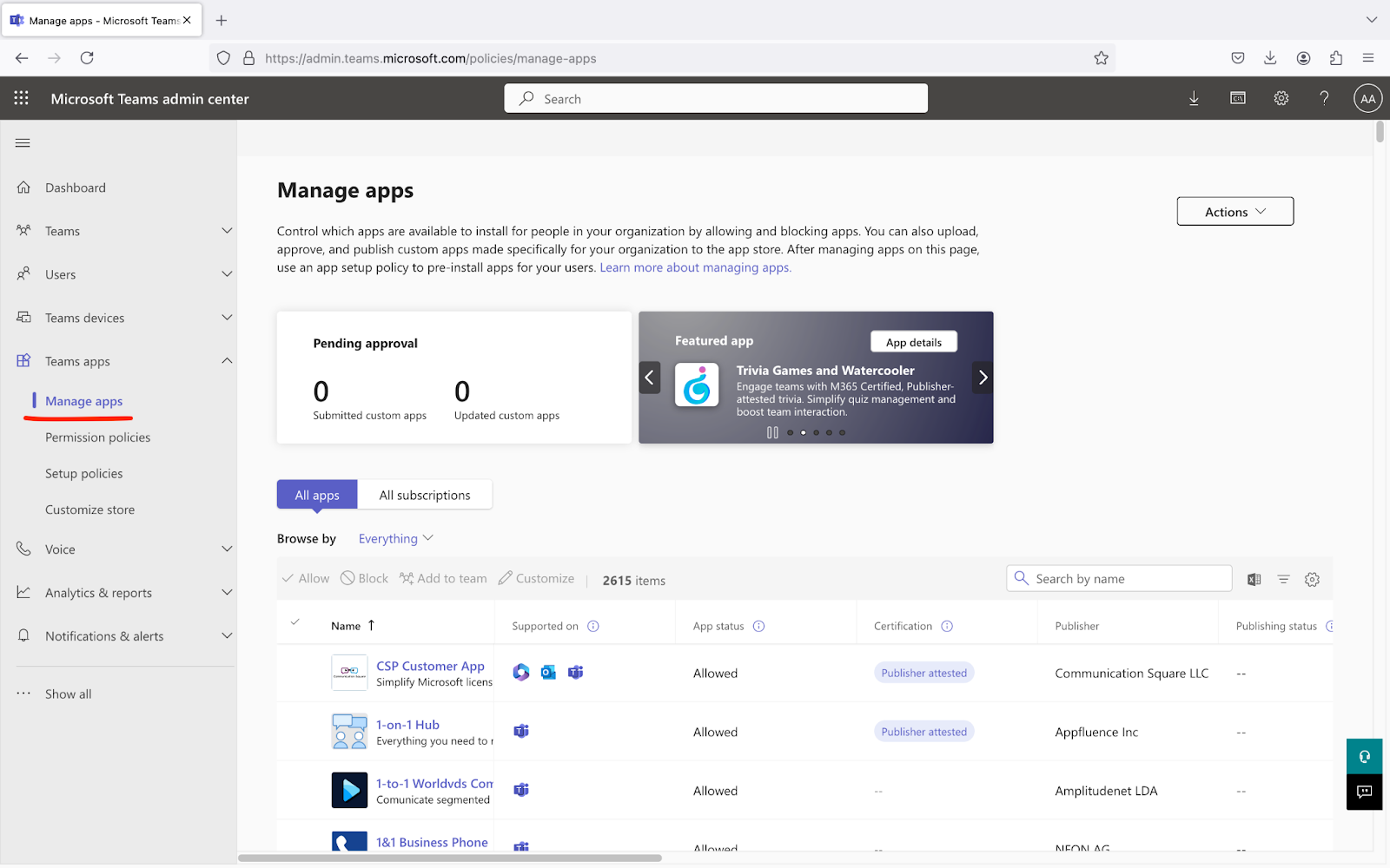 Teams Admin Center